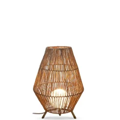 Newgarden Tischleuchte Rattan H: 72 cm E27 groß Dreibein Boho< Wohnzimmerlampen|Stehlampen