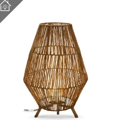 Newgarden Tischleuchte Rattan H: 72 cm E27 groß Dreibein Boho< Wohnzimmerlampen|Stehlampen
