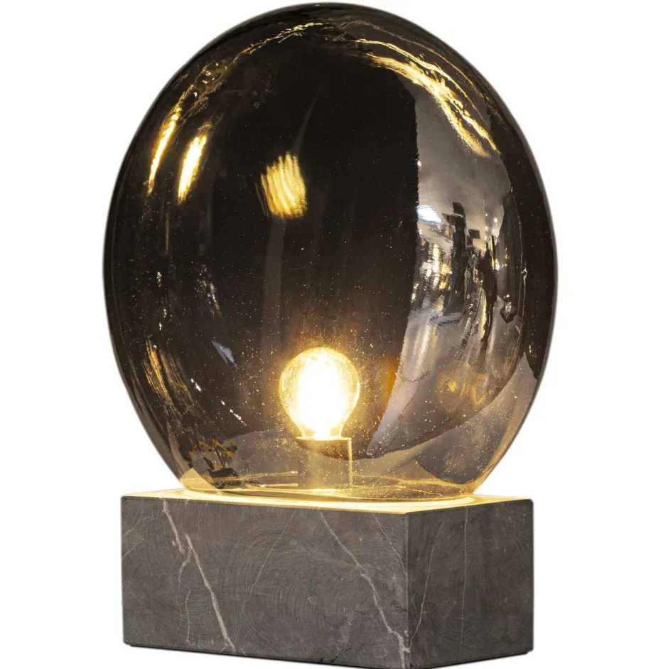 Wohnzimmerlampen|Metall Lampen*By Rydéns Tischleuchte Rauchglas Marmor H: 35,5 cm Grau Grau E27 Retro