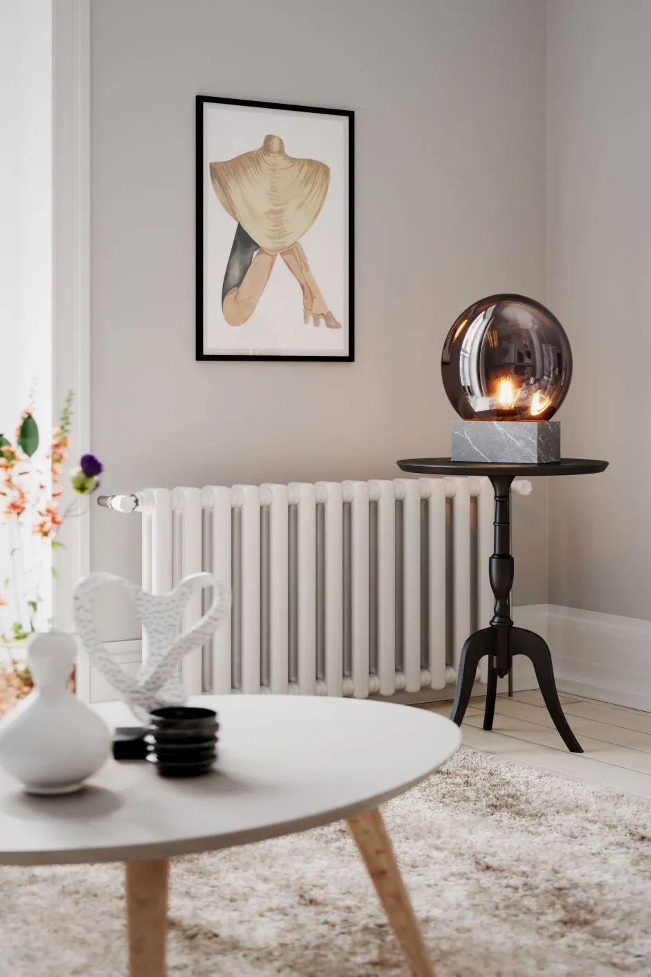 Wohnzimmerlampen|Metall Lampen*By Rydéns Tischleuchte Rauchglas Marmor H: 35,5 cm Grau Grau E27 Retro