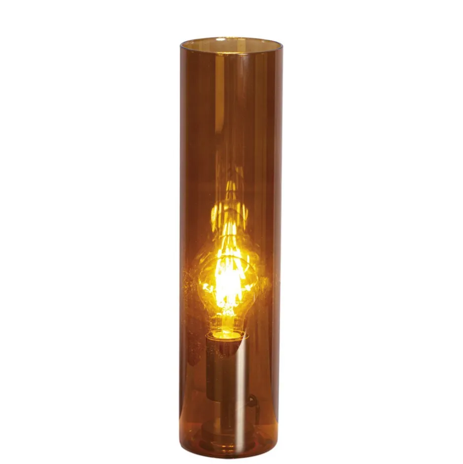 By Rydéns Tischleuchte Rauchglas Metall 40 cm hoch in Cognac E27< Wohnzimmerlampen|Metall Lampen