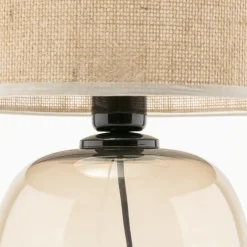 TK Lighting Tischleuchte Rauchglas Stoff Braun H: 48 cm Ø 30 cm E27< Tischlampen|Schlafzimmer Lampen