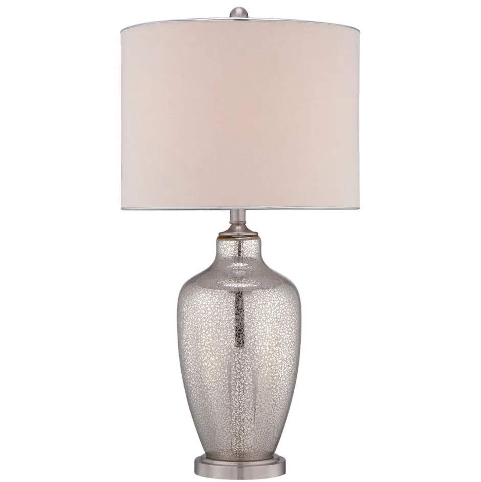 Tischlampen|Designerlampen*Elstead Tischleuchte SASAR Creme Silber H:75cm Ø38cm Lampe
