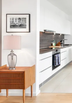 Tischlampen|Designerlampen*Elstead Tischleuchte SASAR Creme Silber H:75cm Ø38cm Lampe