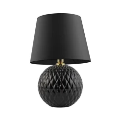 TK Lighting Tischleuchte Schwarz 60 cm hoch Glas Stoff E27 DOLORES< Glaslampen|Stofflampen