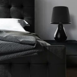 TK Lighting Tischleuchte Schwarz Glas Stoff 67 cm hoch Modern E27< Glaslampen|Stofflampen