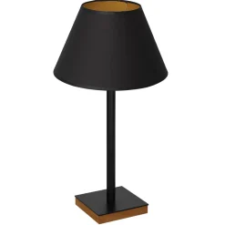 Luminex Tischleuchte Schwarz Natur Gold Stoff Holz 56 cm E27< Tischlampen|Schlafzimmer Lampen