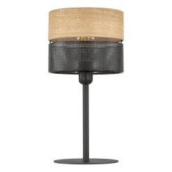 TK Lighting Tischleuchte Schwarz Natur E27 40 cm Modern CANTU< Tischlampen|Schlafzimmer Lampen