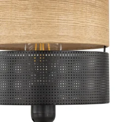 TK Lighting Tischleuchte Schwarz Natur E27 40 cm Modern CANTU< Tischlampen|Schlafzimmer Lampen