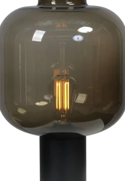 Glaslampen|Wohnzimmerlampen*Masterlight Tischleuchte Schwarz Rauchglas Metall 41 cm hoch E27
