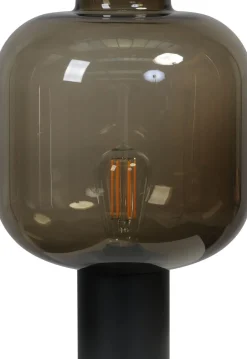 Glaslampen|Wohnzimmerlampen*Masterlight Tischleuchte Schwarz Rauchglas Metall 41 cm hoch E27