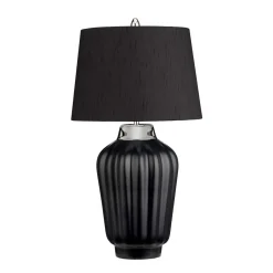 Wohnzimmerlampen|Stofflampen*Elstead Tischleuchte Schwarz Silber 56,2 cm hoch E27 Keramik Stoff