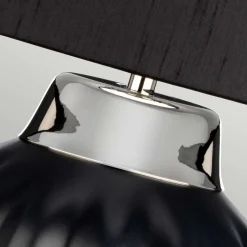 Wohnzimmerlampen|Stofflampen*Elstead Tischleuchte Schwarz Silber 56,2 cm hoch E27 Keramik Stoff