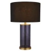 Searchlight Tischleuchte Stoff Glas Blau Schwarz Gold E27 52,5 cm hoch< Schlafzimmer Lampen|Glaslampen