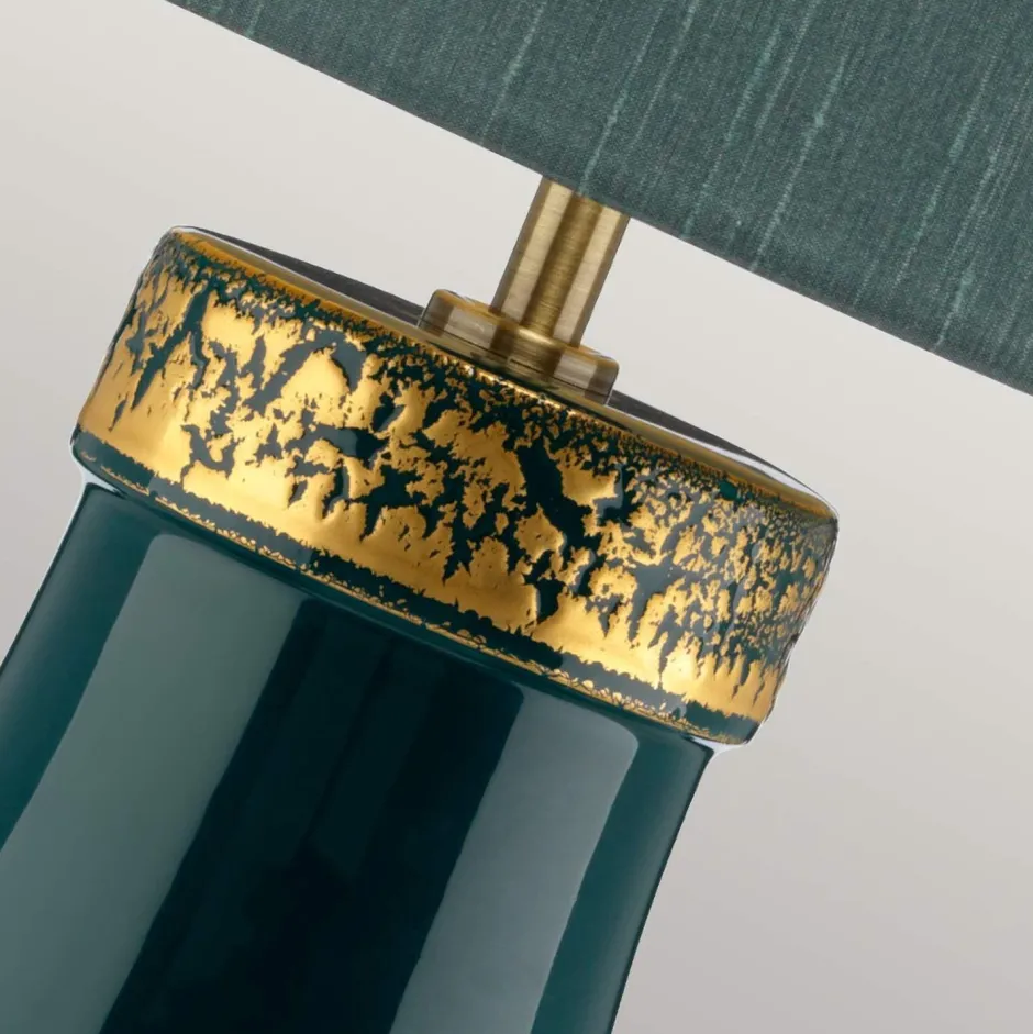 Elstead Tischleuchte Stoff Keramik E27 73,5 cm hoch Grün Blau< Tischlampen|Schlafzimmer Lampen