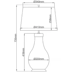 Elstead Tischleuchte Stoff Keramik E27 73,5 cm hoch Grün Blau< Tischlampen|Schlafzimmer Lampen