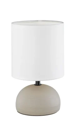 Wohnzimmerlampen|Stofflampen*Trio Reality Tischleuchte Stoff Keramik E14 23 cm Weiß Cappuccino