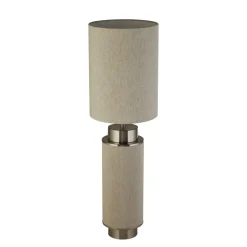 Stofflampen|Schlafzimmer Lampen*Searchlight Tischleuchte Stoff Metall 72 cm hoch Grau-Beige Nickel E27