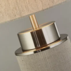 Stofflampen|Schlafzimmer Lampen*Searchlight Tischleuchte Stoff Metall 72 cm hoch Grau-Beige Nickel E27