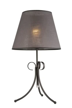 Lamkur Tischleuchte Stoffschirm Zimmer Anthrazit Landhaus< Nachttischlampen|Stofflampen