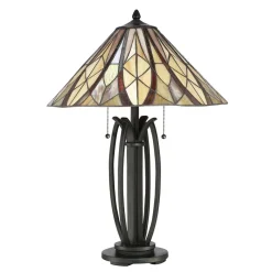 Glaslampen|Tiffany Lampen*Elstead Tischleuchte Tiffany Stil E27 65 cm 2 Zugschalter