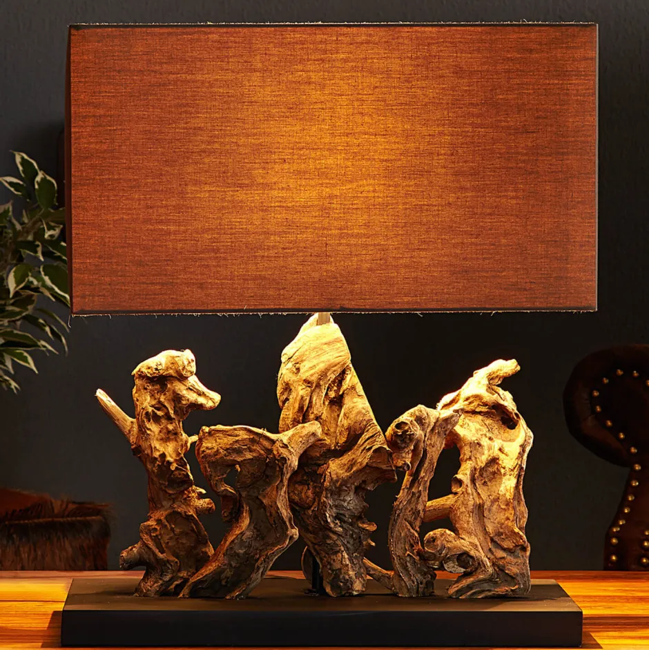 Nachttischlampen|Holzlampen*Invicta Interior Tischleuchte Treibholz Designerleuchte Modern 50cm