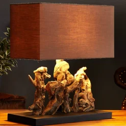 Nachttischlampen|Holzlampen*Invicta Interior Tischleuchte Treibholz Designerleuchte Modern 50cm