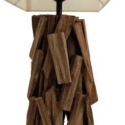 Wohnzimmerlampen|Stofflampen*Suna Living Tischleuchte Treibholz Stoff 53 cm Nachtisch Wohnzimmer