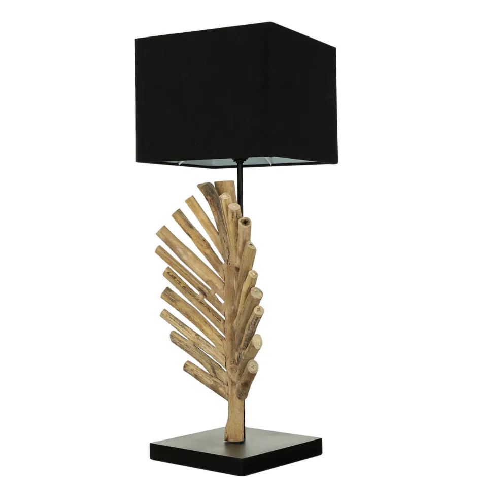 Suna Living Tischleuchte Treibholz Stoff 69 cm E27 Handarbeit SAWATH< Holzlampen|Lampen Treibholz