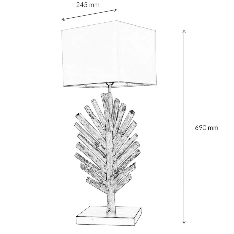Suna Living Tischleuchte Treibholz Stoff 69 cm E27 Handarbeit SAWATH< Holzlampen|Lampen Treibholz