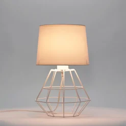 Schlafzimmer Lampen|Metall Lampen*Easylight Tischleuchte Weiß 34 cm E27 Stoff Metall