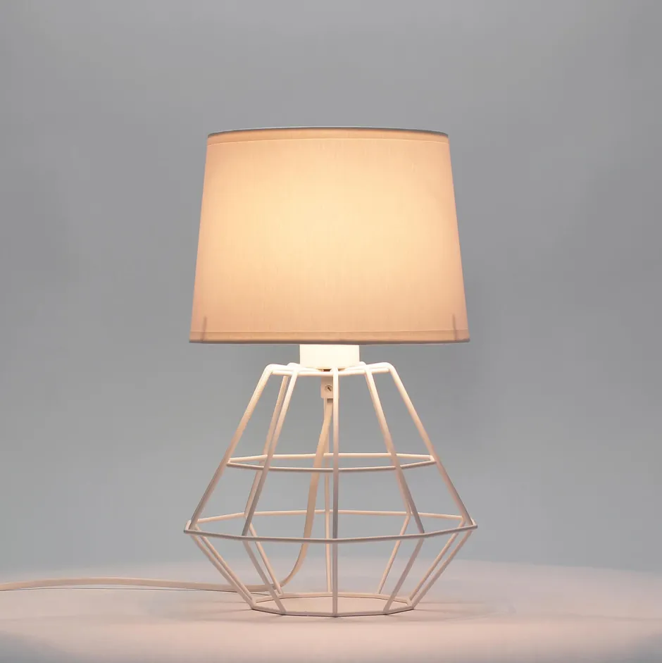 Schlafzimmer Lampen|Metall Lampen*Easylight Tischleuchte Weiß 34 cm E27 Stoff Metall