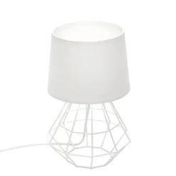 Schlafzimmer Lampen|Metall Lampen*Easylight Tischleuchte Weiß 34 cm E27 Stoff Metall