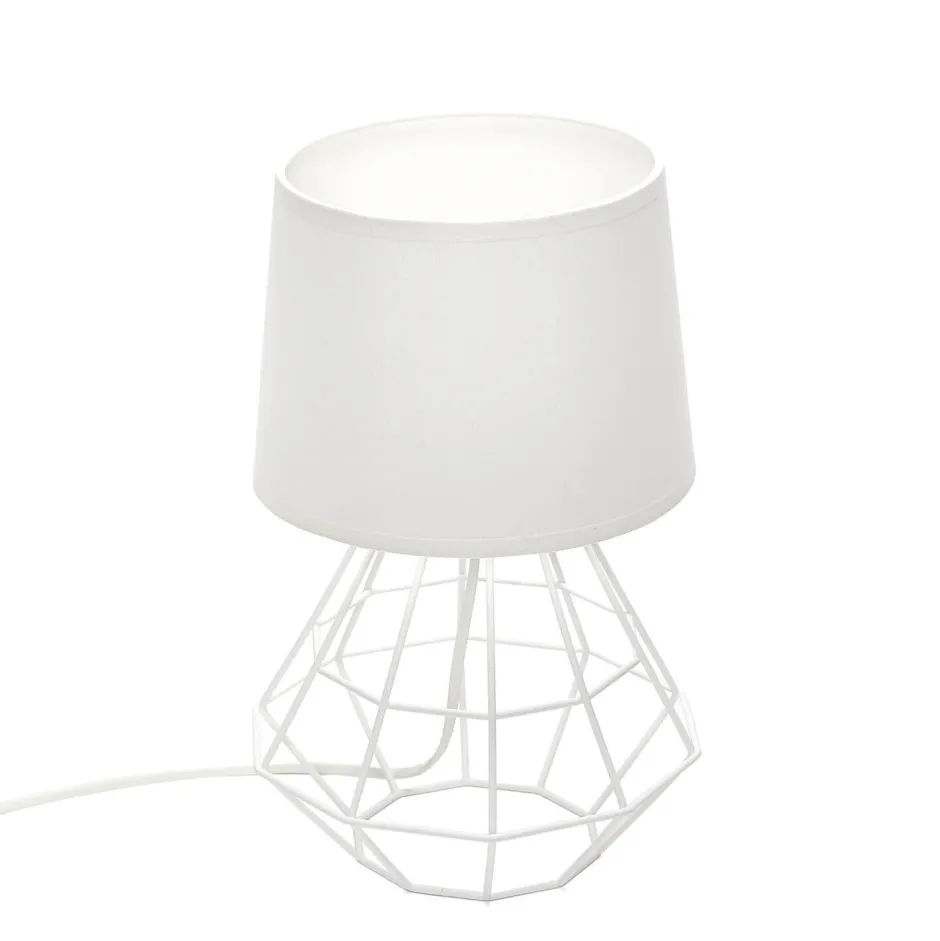 Schlafzimmer Lampen|Metall Lampen*Easylight Tischleuchte Weiß 34 cm E27 Stoff Metall