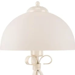 Lamkur Tischleuchte Weiß 43cm Metall rund Rustikal LIRLIN< Tischlampen|Rustikale Lampen