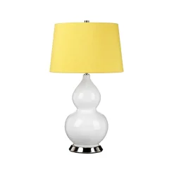 Elstead Tischleuchte Weiß Gelb Keramik Stoff E27 64 cm Retro WINTA< Tischlampen|Schlafzimmer Lampen