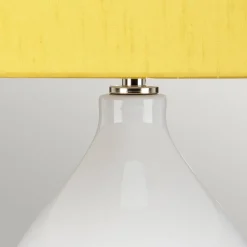 Elstead Tischleuchte Weiß Gelb Keramik Stoff E27 64 cm Retro WINTA< Tischlampen|Schlafzimmer Lampen