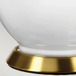 Elstead Tischleuchte Weiß Violett 64 cm hoch E27 Keramik Stoff Retro< Tischlampen|Schlafzimmer Lampen