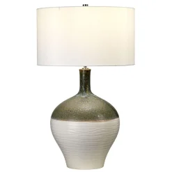 Elstead Tischleuchte Wohnzimmer Keramik Stoff 70,5cm hoch< Tischlampen|Schlafzimmer Lampen