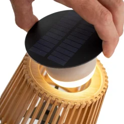 Newgarden Tragbare LED Tischleuchte Solar Holz Metall 36 cm IP54 2700K< Metall Lampen|Solarleuchten