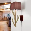 Stofflampen|Holzlampen*Suna Living Treibholz Lampe Wand Stoff Schirm Handarbeit SURIN