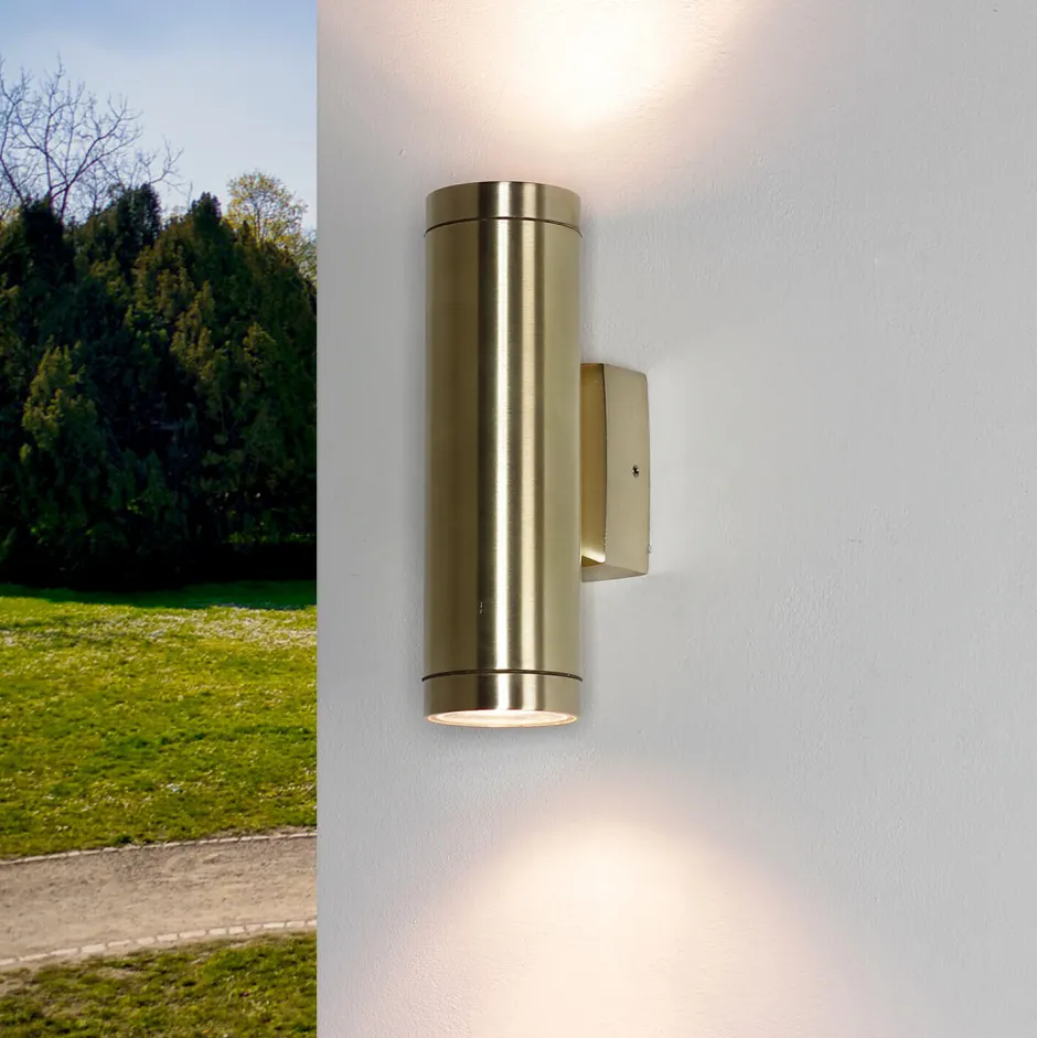 Metall Lampen|Messinglampen*Lido Up Down Leuchte Außen Messing massiv IP64 rostfrei