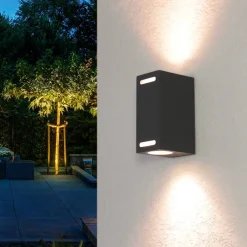 Moderne Lampen|Fassadenstrahler*Easylight Up Down Wandlampe AALBORG Aluminium eckig IP44 Haus