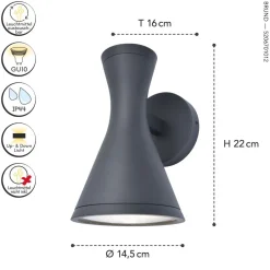 Metall Lampen|Moderne Außenleuchten*Eco-Light Up Down Wandlampe Aluminium Schwarz GU10 IP44 blendarm
