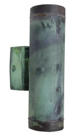 Lido Up Down Wandlampe außen Grün antik aus Messing 2x GU10< Außenwandleuchten|Rustikale Lampen