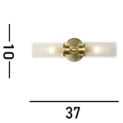 Glaslampen|Metall Lampen*Searchlight Up Down Wandlampe in Messing Metall Glas IP44 H:37 cm