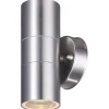 Metall Lampen|Feuchtraumleuchten*Harms Import Up Down Wandlampe Outdoor IP44 GU10 H:16,5 cm Edelstahl