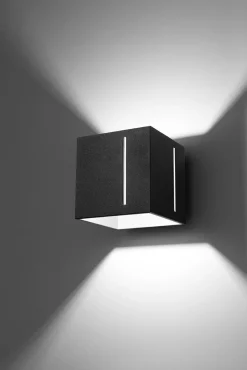 Wandleuchten|Flurlampen*Sollux Up Down Wandlampe Schwarz B:10cm eckig Aluminium