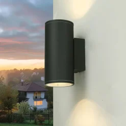 Metall Lampen|Feuchtraumleuchten*SU-MA Up Down Wandleuchte Außen Anthrazit Aluminium IP54