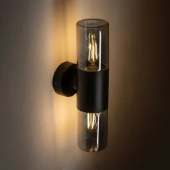 Metall Lampen|Moderne Außenleuchten*Nowodvorski Up Down Wandleuchte außen Rauchglas Aluminium IP44 E27